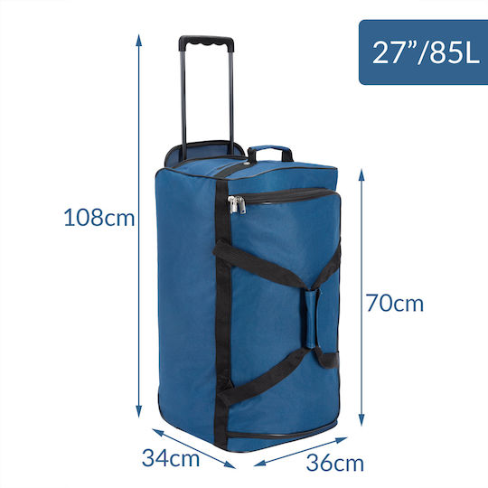 Deuba Geantă de voiaj 85lt Albastru cu roți Textil L70xW34xH36cm