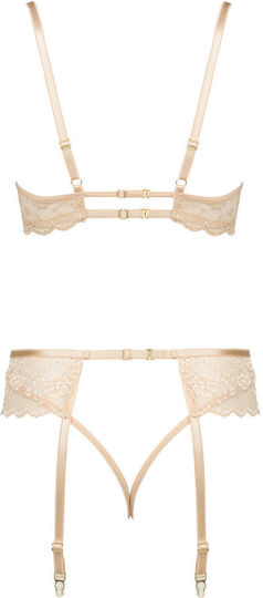 Beauty Night Fashion Rose 3 Piece Set Nude