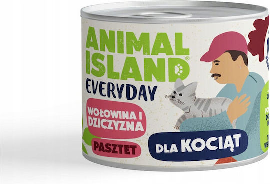 Animal Island Υγρή Τροφή για Γάτες σε Κονσέρβα με Βοδινό χωρίς Σιτηρά 185gr