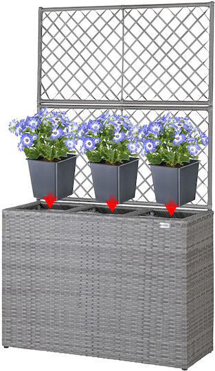 Spalier pentru Ghiveci Casaria din Poliratan Design Elegant Interior Exterior 83 X 30.5 X 60 Cm Gri