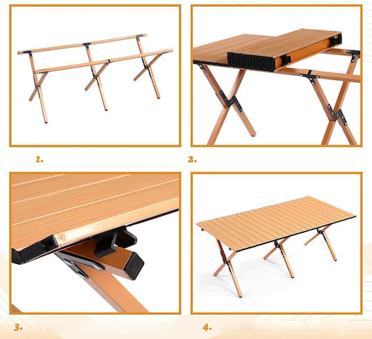 Tabelul Oțel pentru Camping Pliabil 120x90x45cm Maro