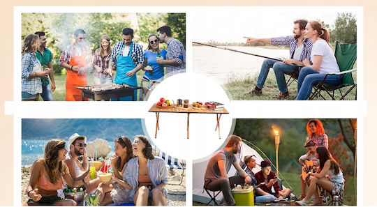 Table Steel for Camping Foldable 120x90x45cm Black