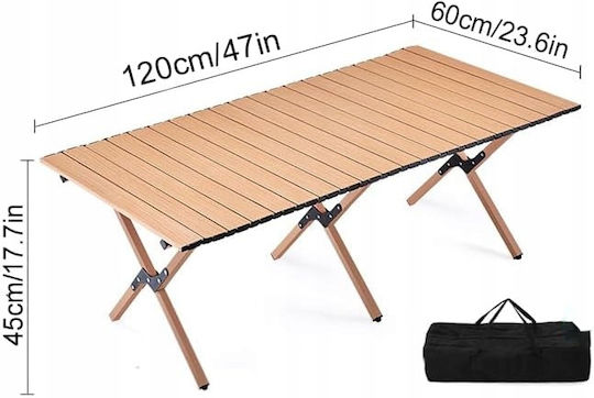Tabelul Oțel pentru Camping Pliabil 120x90x45cm Maro