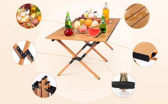 Table Steel for Camping Foldable 120x90x45cm Black