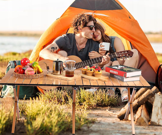 Table Steel for Camping Foldable 120x90x45cm Brown
