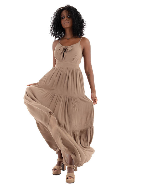 Sommer Maxi Kleid Hellbraun