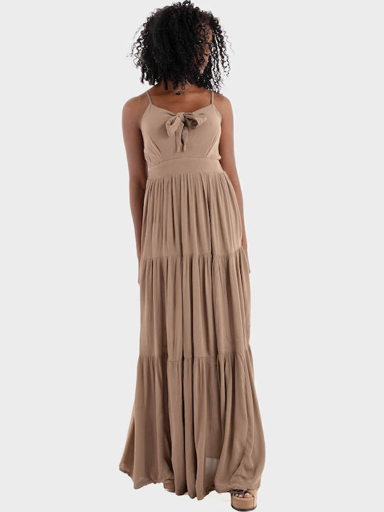 Sommer Maxi Kleid Hellbraun