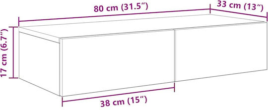 Wall Shelf Oak Artizia 80x33x17cm