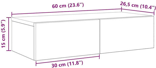 Wandregal Eiche Artizia 60x26.5x15cm