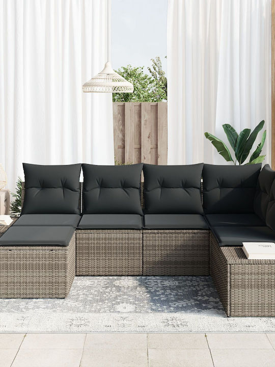 Corner Outdoor Sofa Rattan with Cushions 55x55x85cm