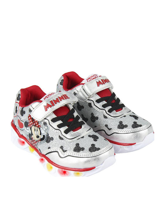 Kinder Sneakers mit Klettverschluss & Lichtern Silber