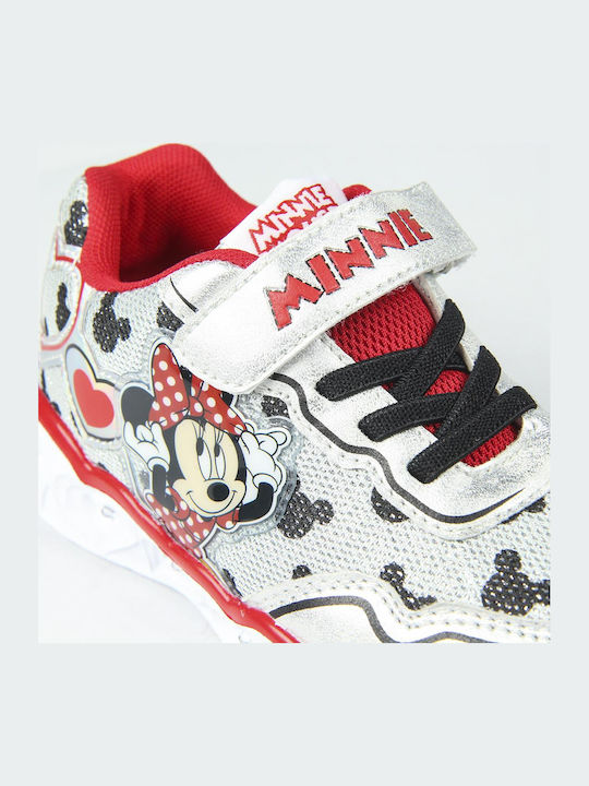 Kinder Sneakers mit Klettverschluss & Lichtern Silber