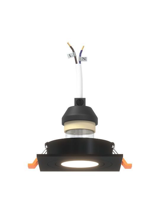 vidaXL Quadratischer Metallischer Einbauspot mit Eingebauter LED und Warmweißem Licht Schwarz 91x91cm