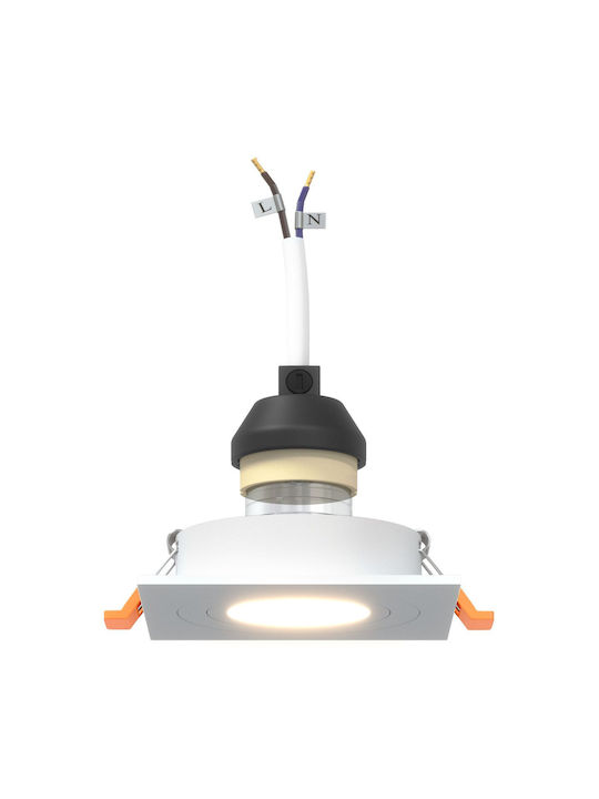 vidaXL Quadratischer Metallischer Deckenstrahler mit Eingebauter LED und Warmweißem Licht Weiß 9,1x9,1cm