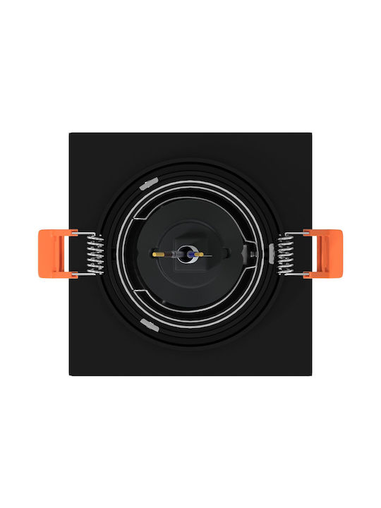 vidaXL Square Metallic Recessed Ceiling Spot with Built-in LED and Warm White Light Black 91x91cm