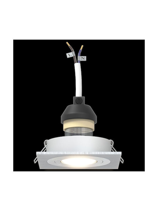 vidaXL Square Metallic Ceiling Spot with Built-in LED and Warm White Light Silver 9.1x9.1cm 6pcs