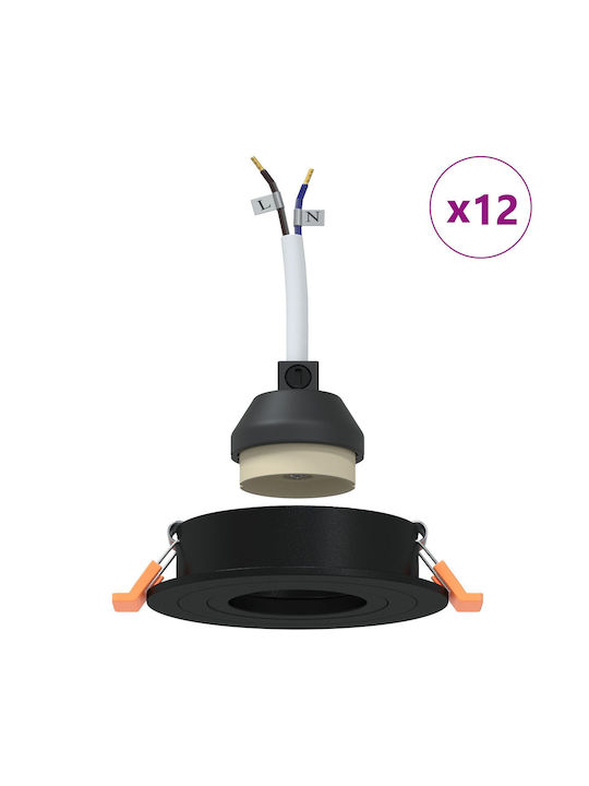 vidaXL Στρογγυλό Μεταλλικό Χωνευτό Σποτ με Ενσωματωμένο LED και Θερμό Λευκό Φως Μαύρο 91x91εκ.