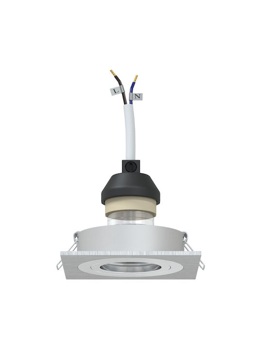 vidaXL Square Metallic Ceiling Spot with Built-in LED and Warm White Light Silver 9.1x9.1cm 6pcs