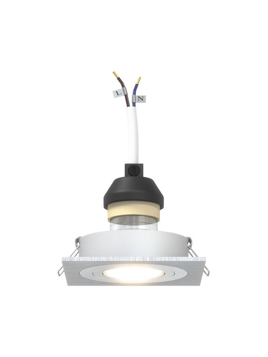 vidaXL Square Metallic Ceiling Spot with Built-in LED and Warm White Light Silver 9.1x9.1cm