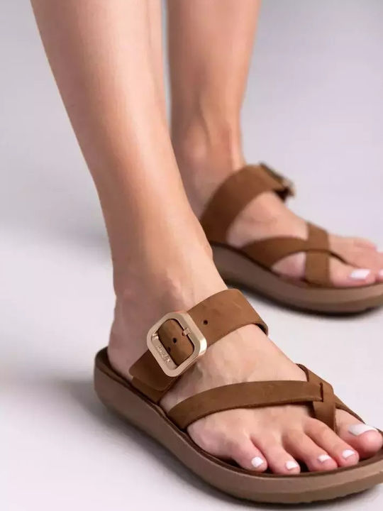 Fantasy Constantia Leather Women's Flat Sandals Cappucino