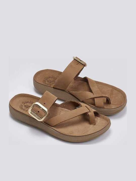 Fantasy Constantia Leather Women's Flat Sandals Cappucino