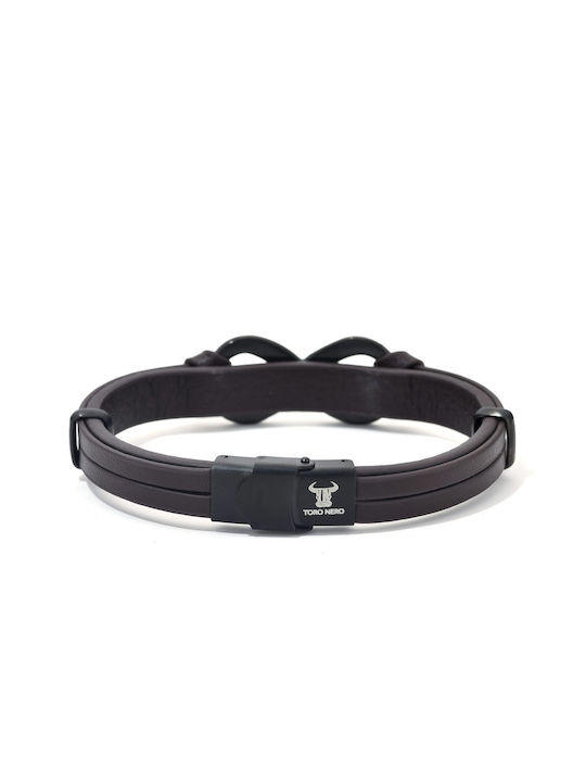 Toro Nero Brățară Pentru Bărbați Cu Design Simbol Infinit Din Piele 21cm