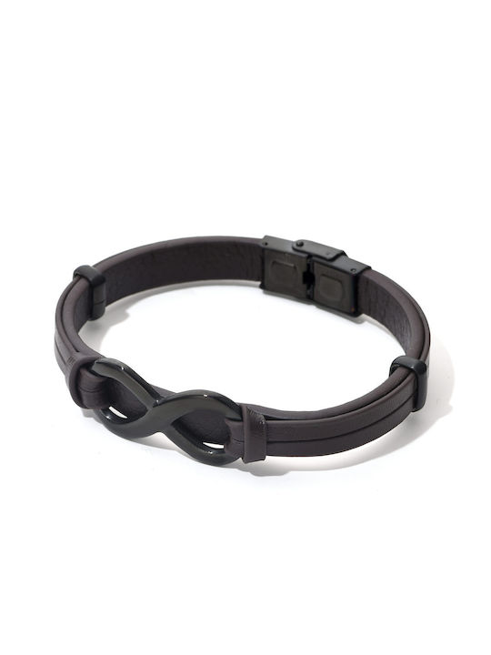 Toro Nero Brățară Pentru Bărbați Cu Design Simbol Infinit Din Piele 21cm