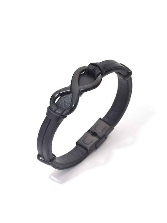 Toro Nero Brățară Pentru Bărbați Cu Design Simbol Infinit Din Piele 21cm