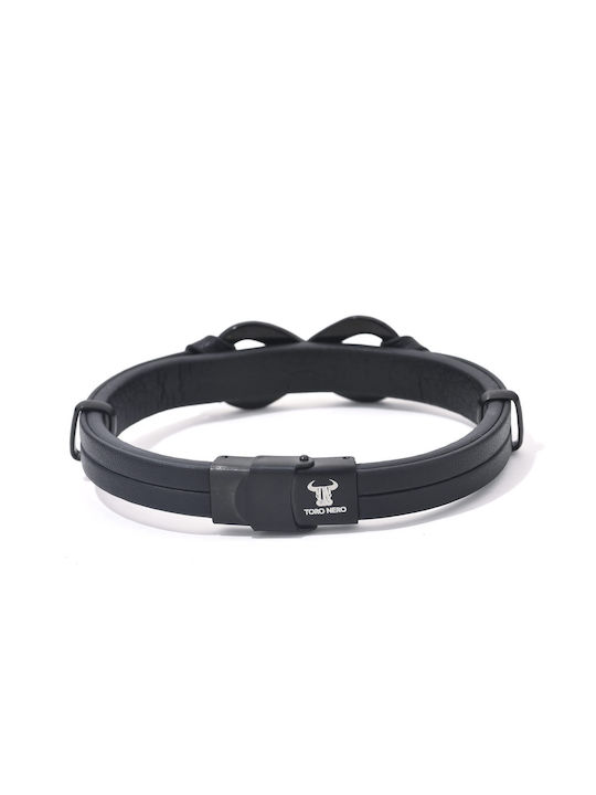 Toro Nero Brățară Pentru Bărbați Cu Design Simbol Infinit Din Piele 21cm