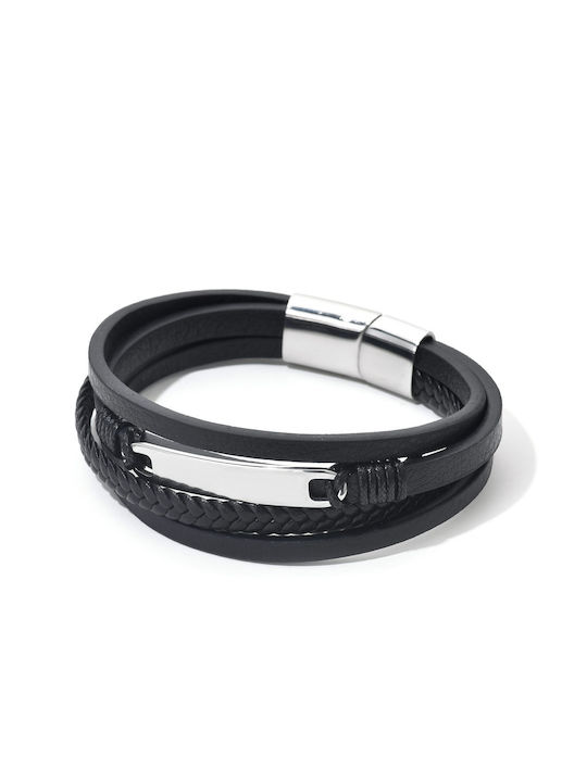 Toro Nero Men's Leather Bracelet 21cm