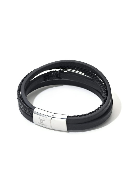Toro Nero Men's Leather Bracelet 21cm