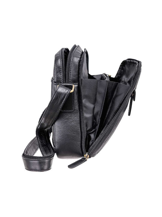 Piele Geantă pentru bărbați Umăr / Crossbody Neagră