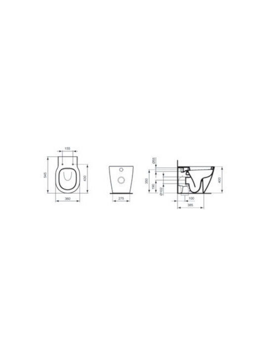 Floor-Mounted Toilet Bowl Without Cistern Lid Ideal Standard Connect E823101+e712701 White Glossy