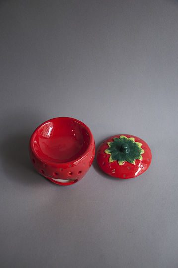 Strawberry Κεραμικός Αρωματιστής Wax Melts Αιθέρια Έλαια Κόκκινος Σχήμα Φράουλα