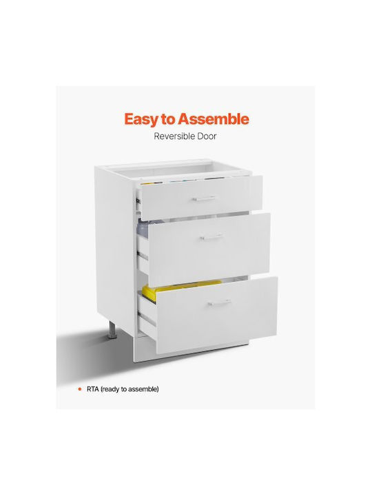 Vevor Small Storage Furniture Shaker Base Cabinet 24 Inches Width X 19 Inches Depth X 32 Inches Height Ready To Assemble 3 Drawers
