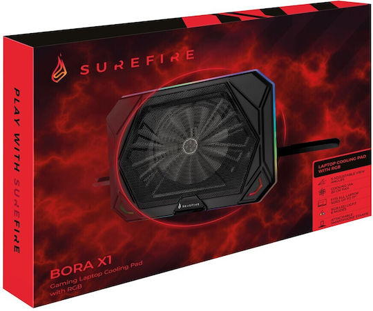 SureFire BoraX1 Охлаждаща подложка за Лаптоп до 17" с 1 Вентилатор и Осветление Черен