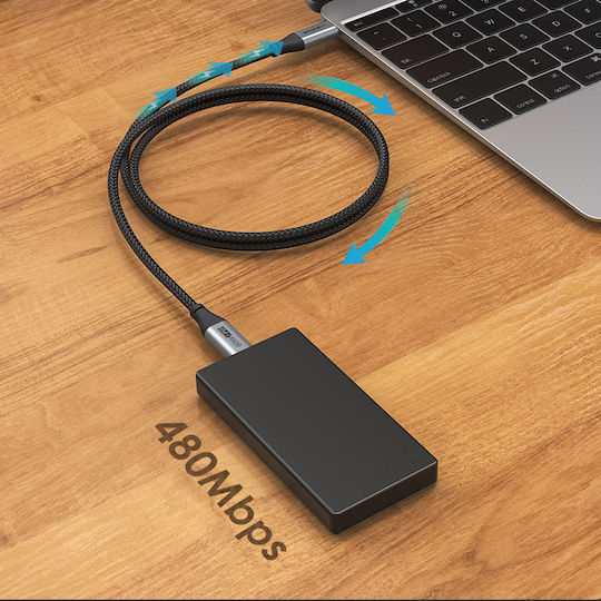 Cabletime USB 2.0 Cable USB-C Male - USB-C 60W PD Black 1m