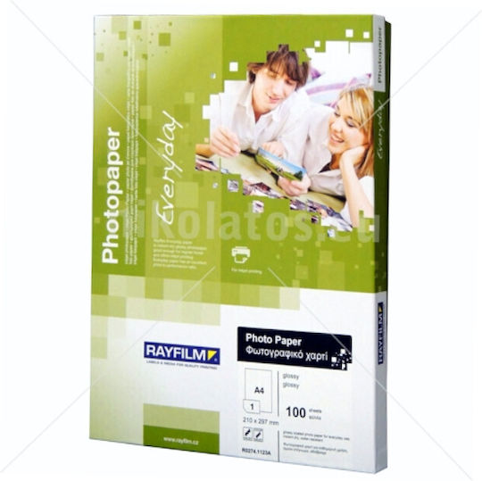 Rayfilm Photo Paper Everyday Glossy A4 (21x30) 180gr/m² for Printers Inkjet 100 Sheets R0275.1123A
