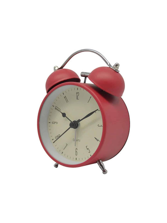 Silent Metal Retro Alarm Clock Red Matte Color 8.5x5x11.8cm Ankor