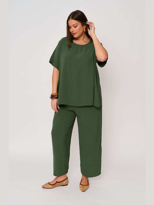 Women's Blouse Short Sleeve Khaki