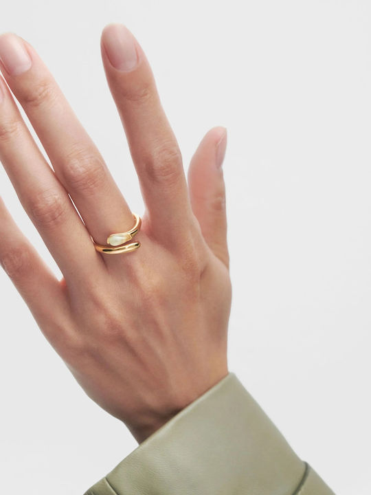 P D Paola Ring with Stones made of Silver Gold Plated