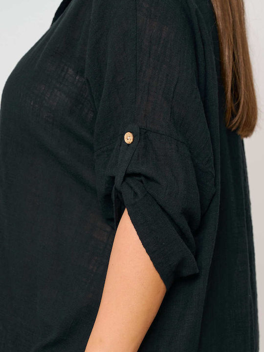 Women's Monochrome Long Sleeve Shirt Black
