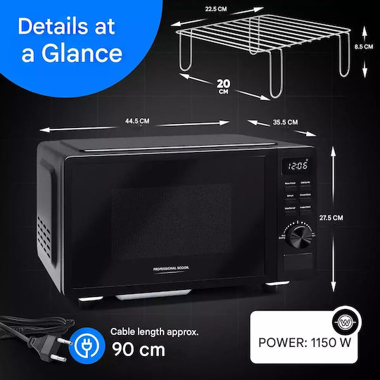 Profi Cook Φούρνος Μικροκυμάτων με Grill 20lt Μαύρος