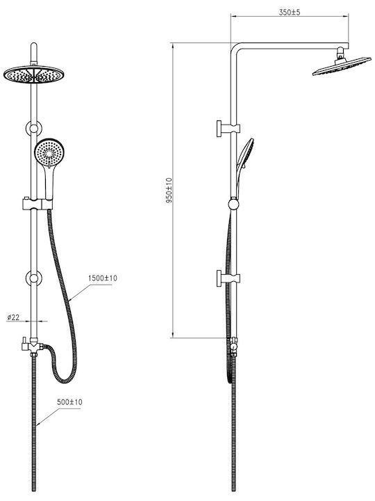 Vinci Duschsäule mit Armatur Silber