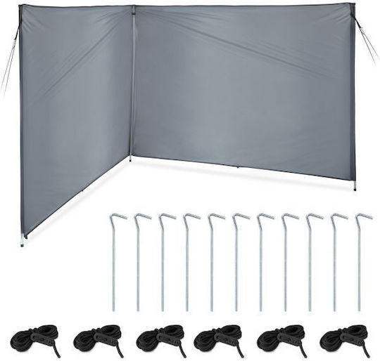 Outdoor Screen Wind Protection Privacy Rods Cables Fastening Polyester Steel 150 X 400 Cm