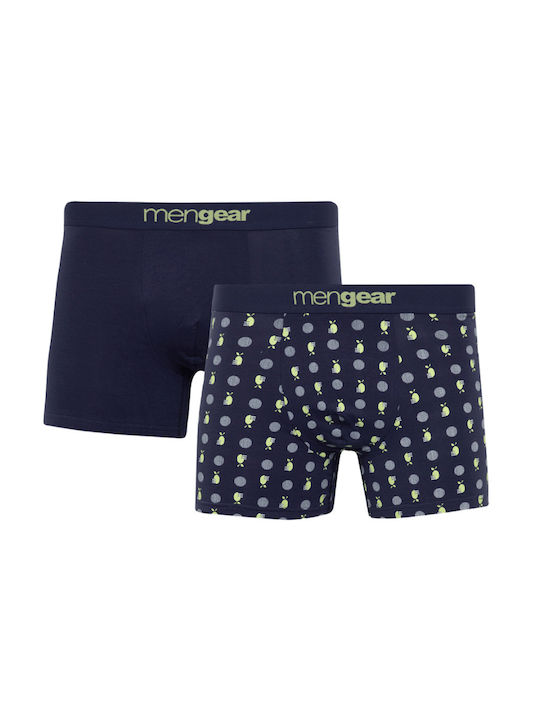 Lemon Dots Mengear Ανδρικά Μποξεράκια Μπλε Μαριν με Σχέδια 2Pack