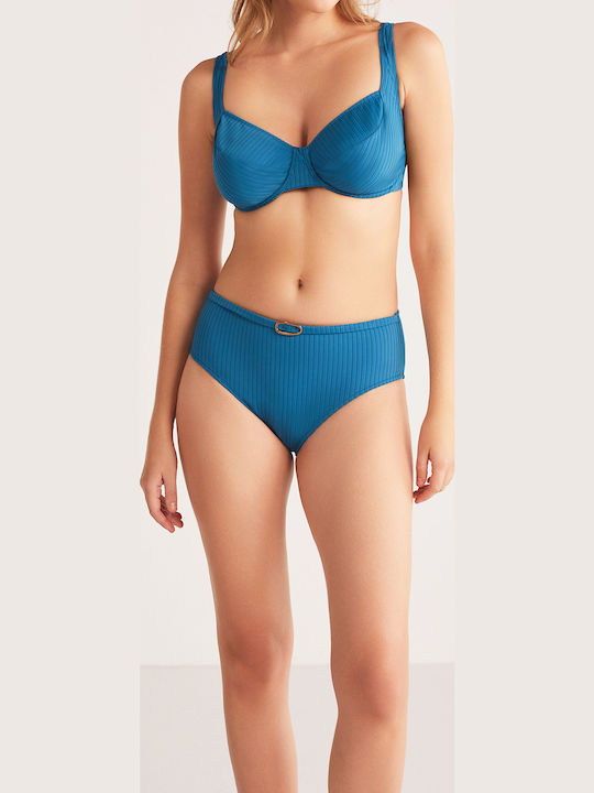 Set Bikini Ψηλόμεσο Πετρόλ