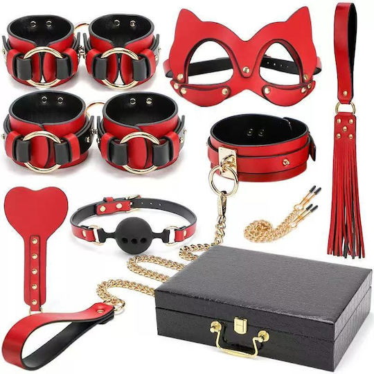 Bondage BDSM Kit in Red Color 8pcs