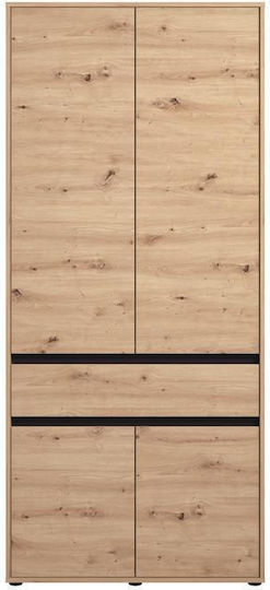 Corbett Δίφυλλη Ντουλάπα Artisan Oak/μαυρο Ματ 93x55x211cm