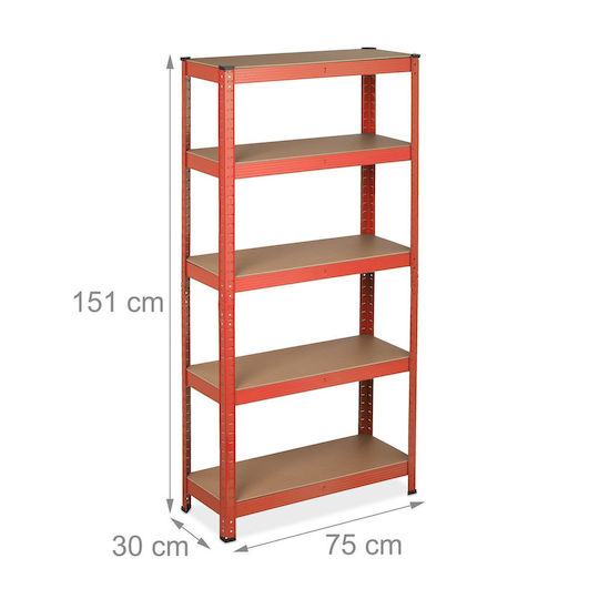Relaxdays Raft Dexion 75x30x151 cm Cu 5 Rafturi Rezistență Totală 875 kg